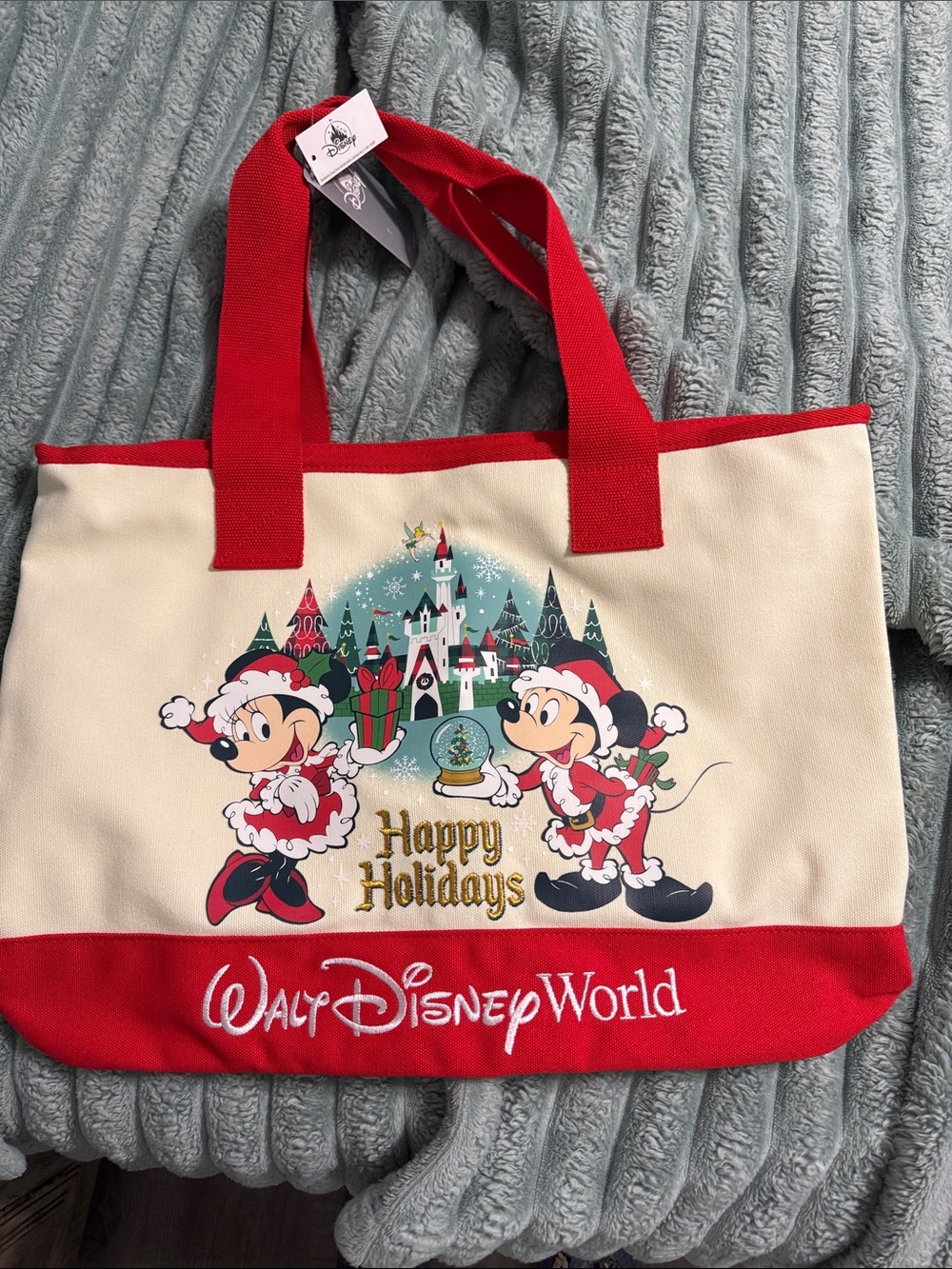 Disney Red & Cream 'Happy Holidays' Minnie & Mickey Tote